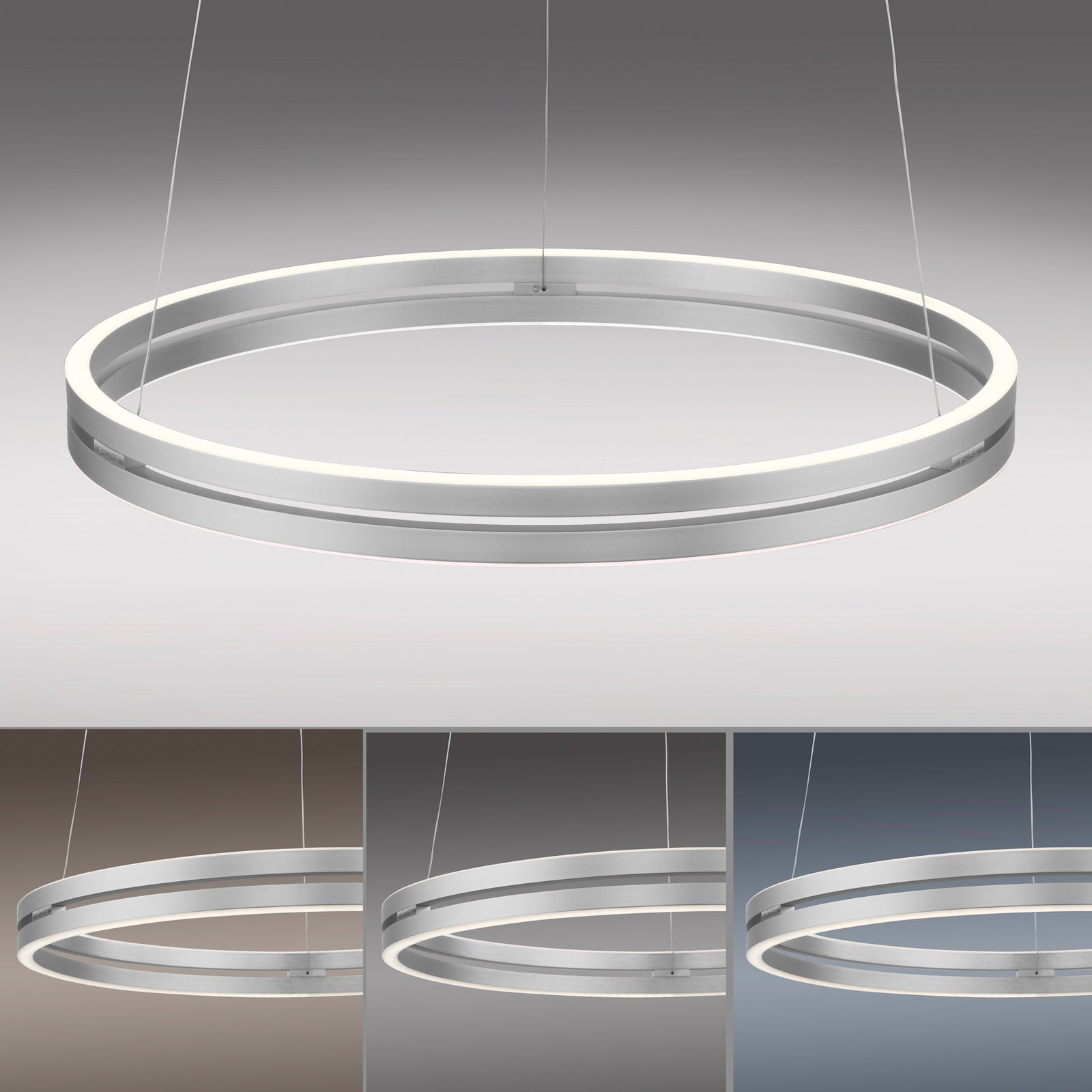 LED pendellampe PURE E-Loop aluminium Ø70 cm med fjernkontroll