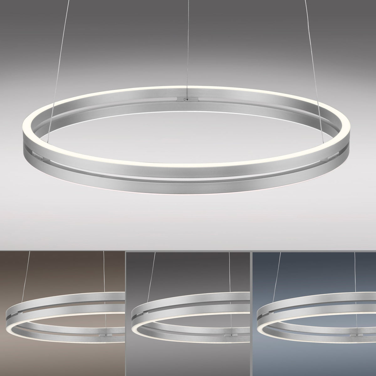LED pendellampe PURE E-Loop aluminium Ø70 cm med fjernkontroll