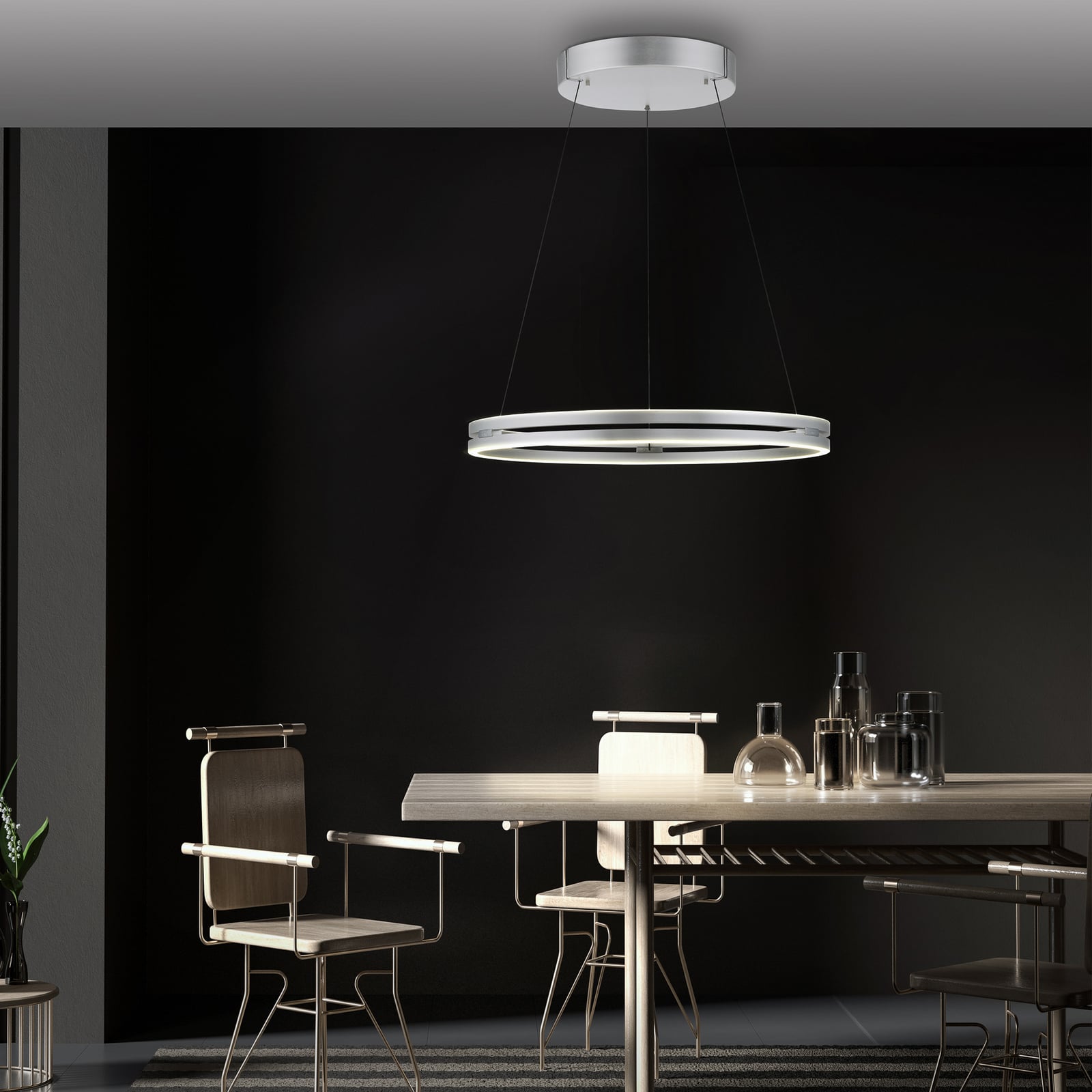 LED pendellampe PURE E-Loop aluminium Ø70 cm lysdetalj