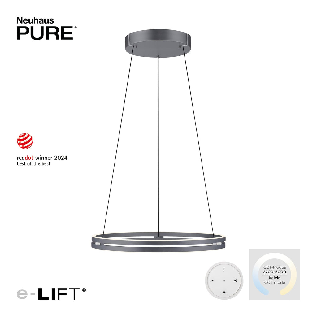 LED pendellampe PURE E-Loop aluminium Ø70 cm forfra