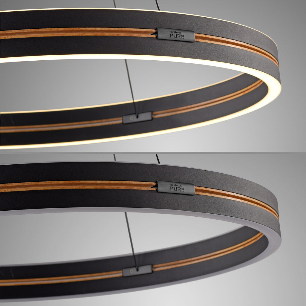 LED pendellampe PURE E-Loop aluminium Ø70 cm detalj av fjernkontroll