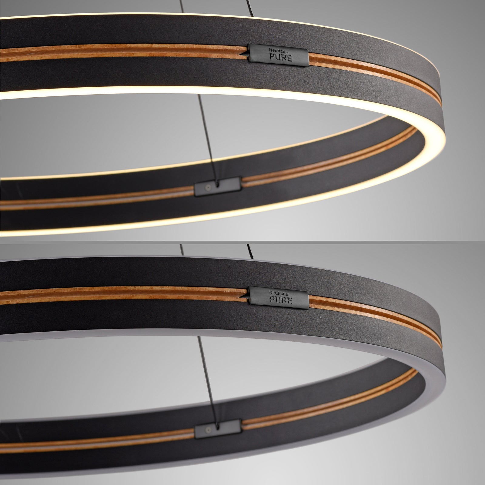 LED pendellampe PURE E-Loop aluminium Ø70 cm detalj av fjernkontroll