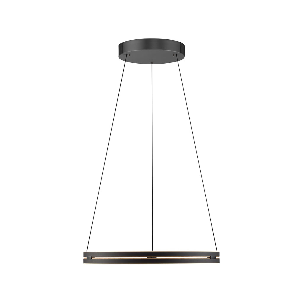 LED pendellampe PURE E-Loop aluminium Ø70 cm montert i stue