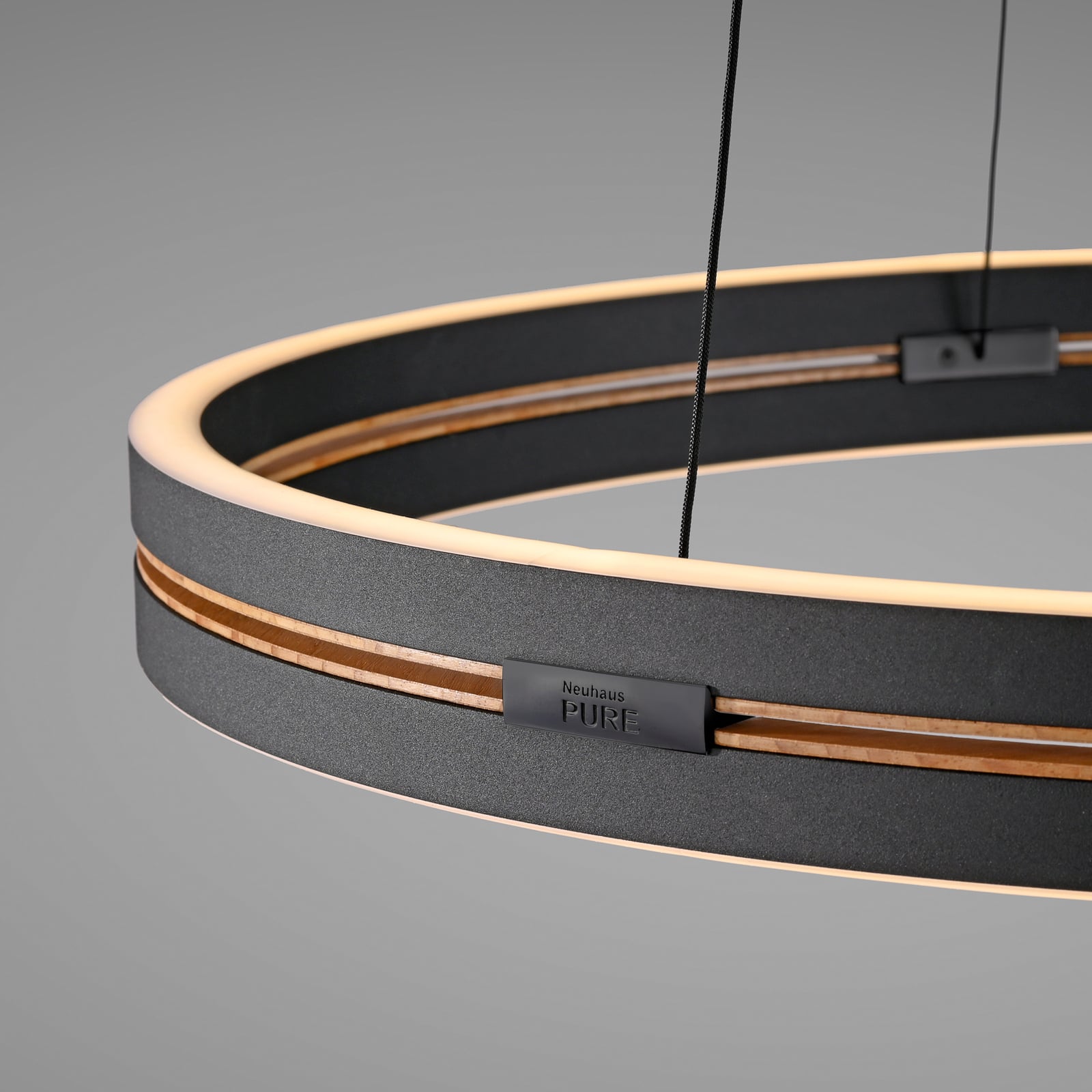 LED pendellampe PURE E-Loop aluminium Ø70 cm elektrisk høydejustering