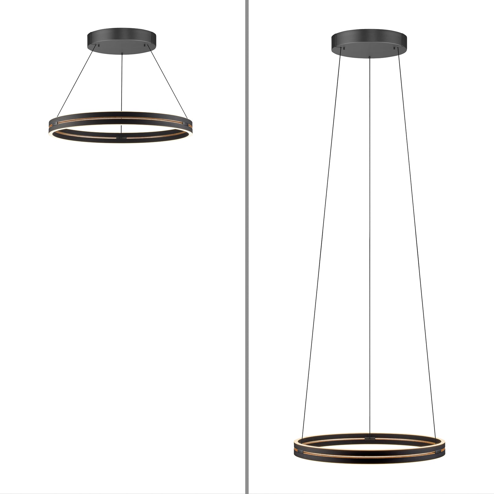 LED pendellampe PURE E-Loop aluminium Ø70 cm opplyst fra undersiden