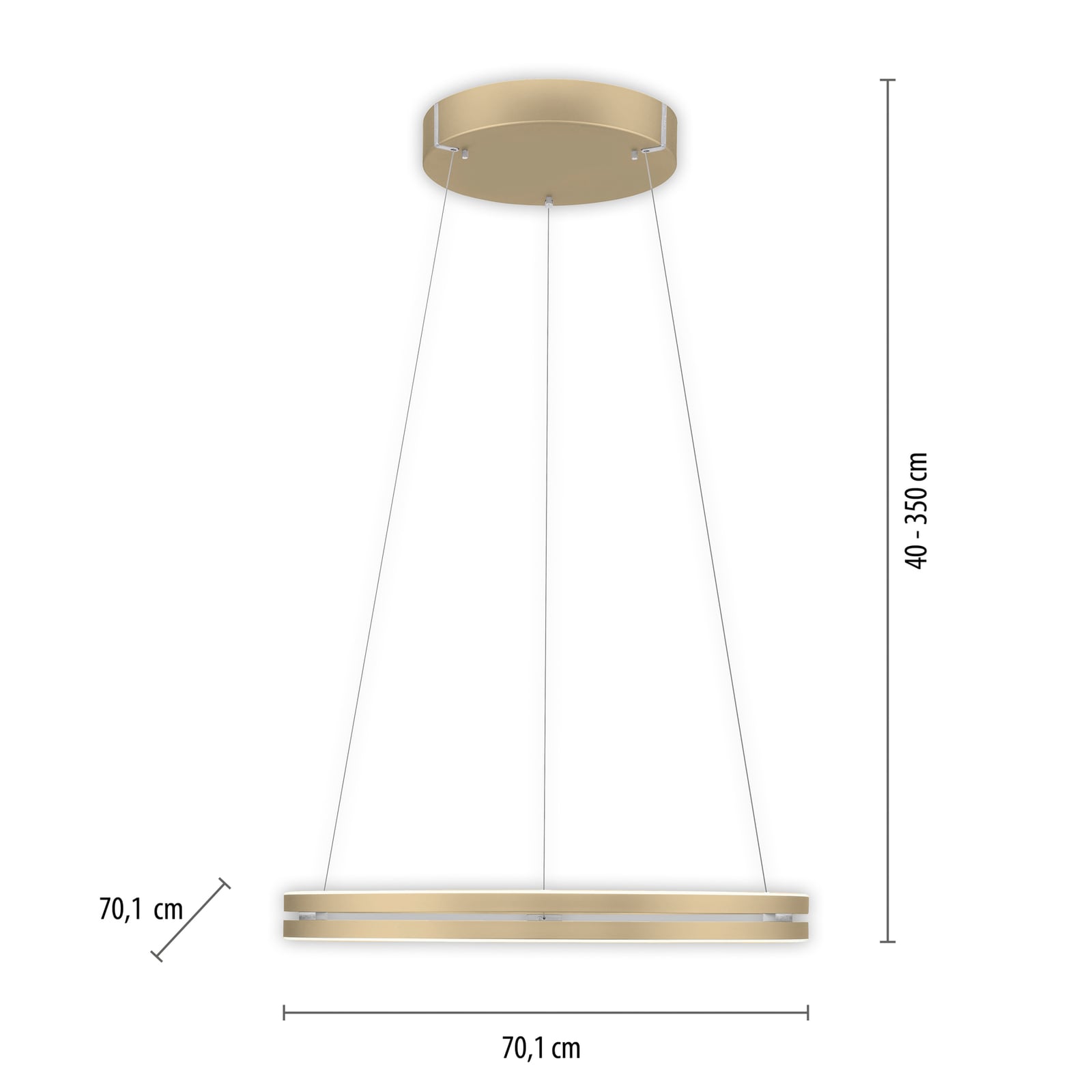 LED pendellampe PURE E-Loop aluminium dimbar CCT Ø70 cm detalj