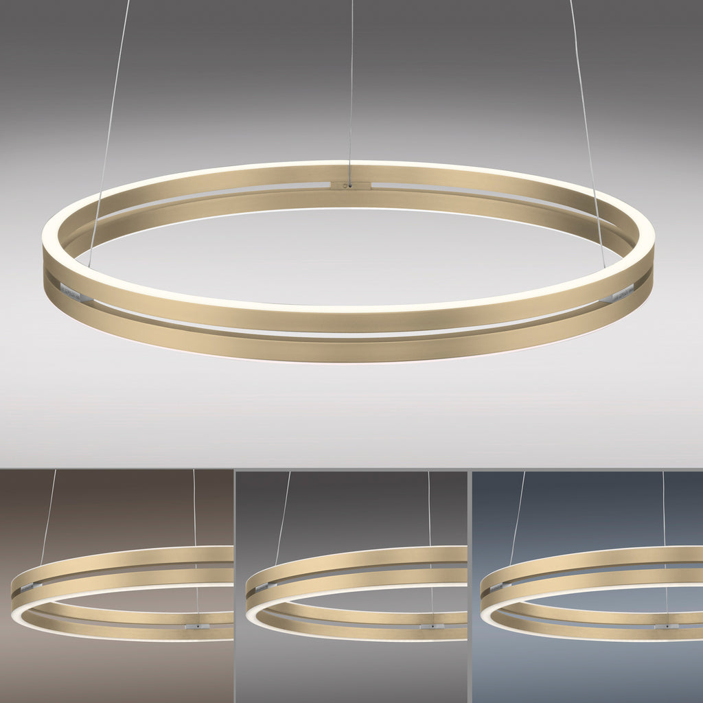 LED pendellampe PURE E-Loop aluminium dimbar CCT Ø70 cm med fjernkontroll