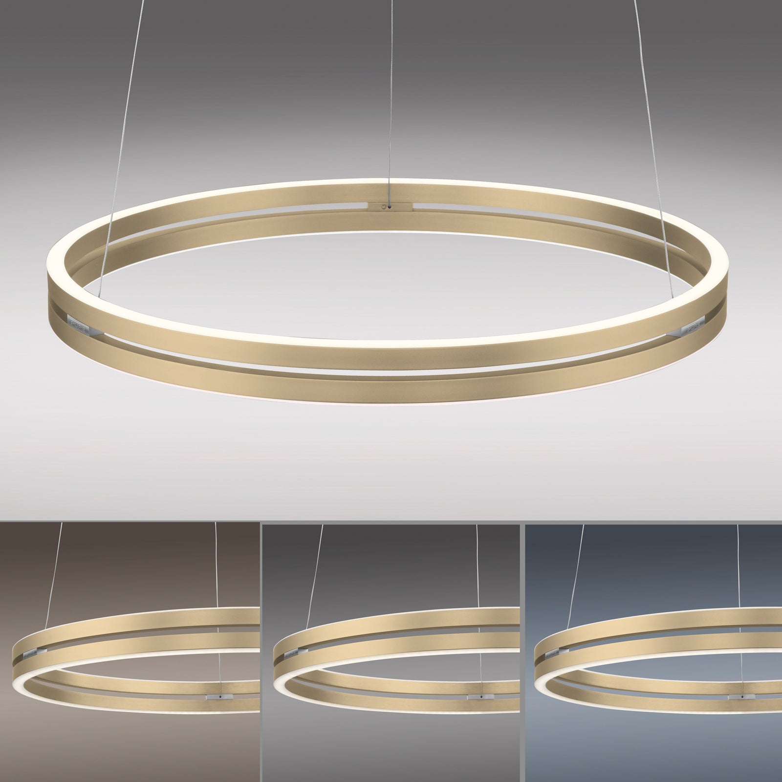 LED pendellampe PURE E-Loop aluminium dimbar CCT Ø70 cm med fjernkontroll