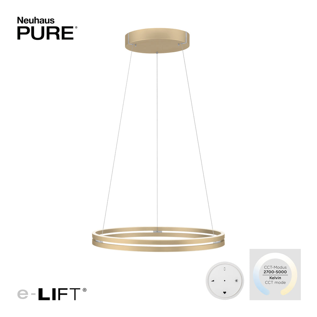 LED pendellampe PURE E-Loop aluminium dimbar CCT Ø70 cm lysdetalj