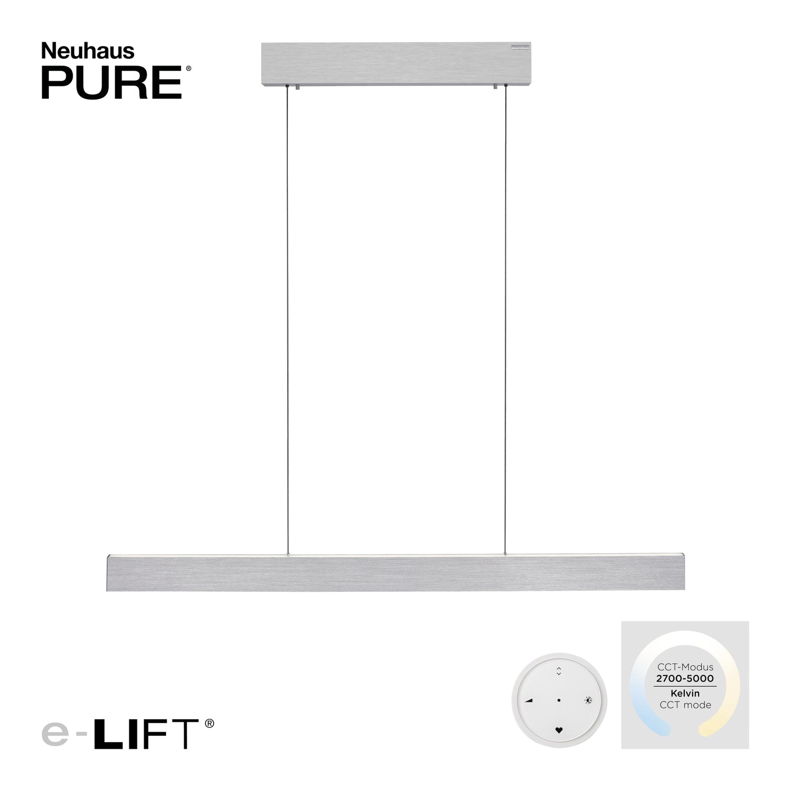 LED pendellampe PURE E-Motion dimbar CCT fjernkontroll 120 cm lysmodus