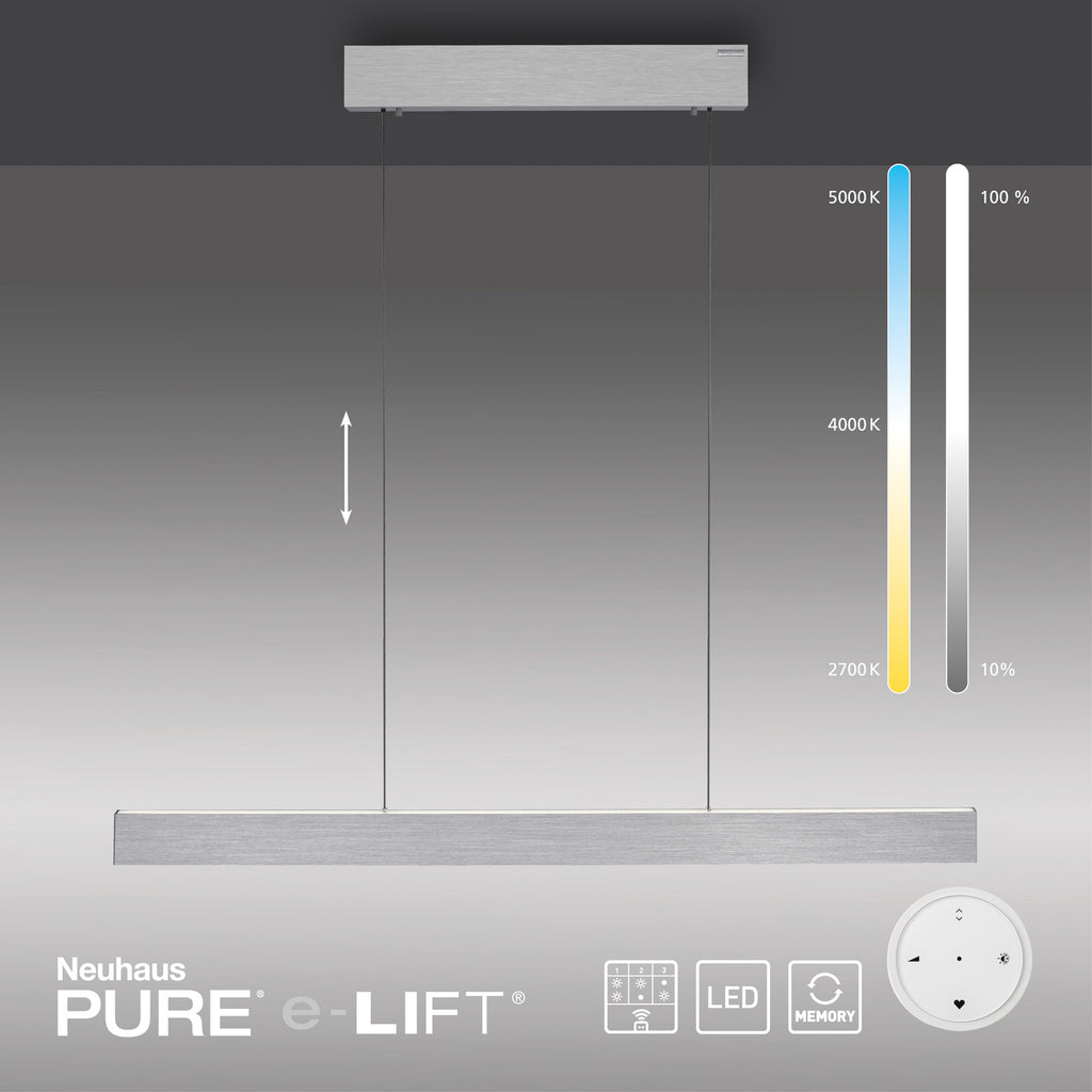 LED pendellampe PURE E-Motion dimbar CCT fjernkontroll 120 cm sideprofil