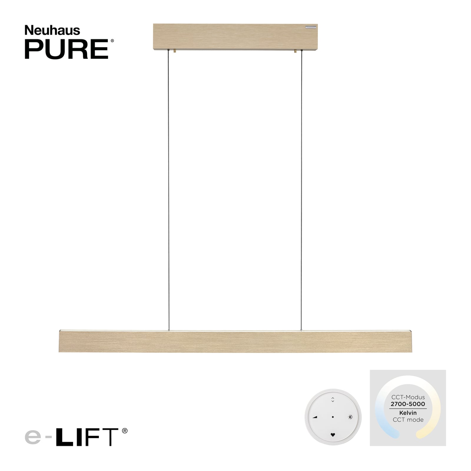 LED pendellampe PURE E-Motion dimbar CCT fjernkontroll gull opplys