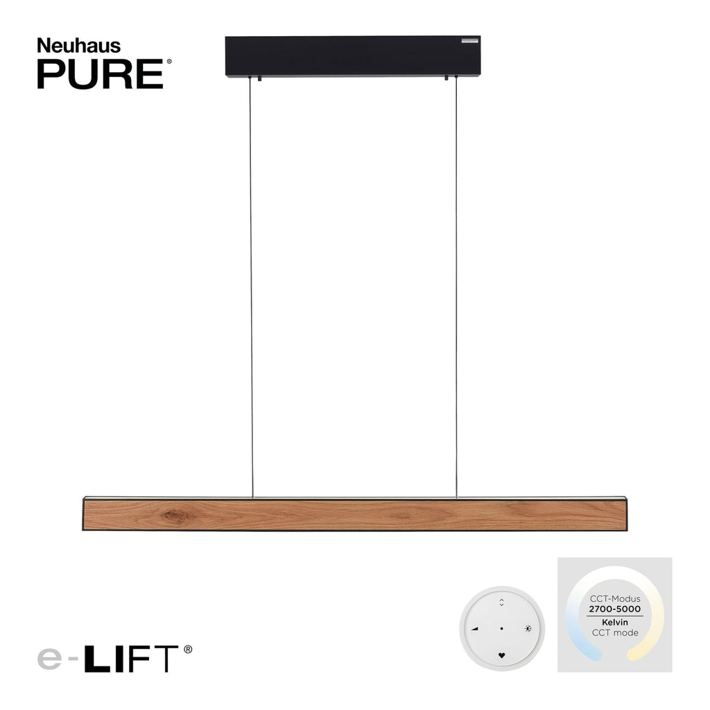 LED pendellampe PURE E-Motion eik/svart CCT fjernkontroll lysdetalj