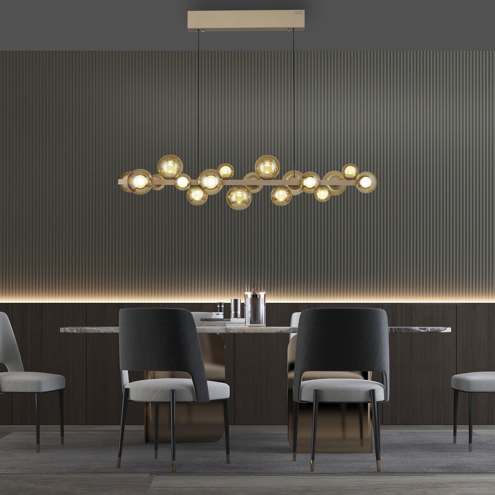 LED pendellampe PURE E-Popup 18-lys glass bronse bakside