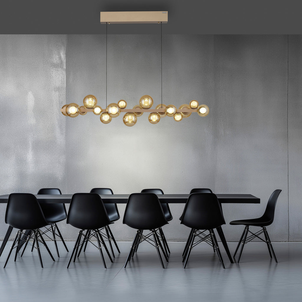 LED pendellampe PURE E-Popup 18-lys glass bronse detalj av glasslamper