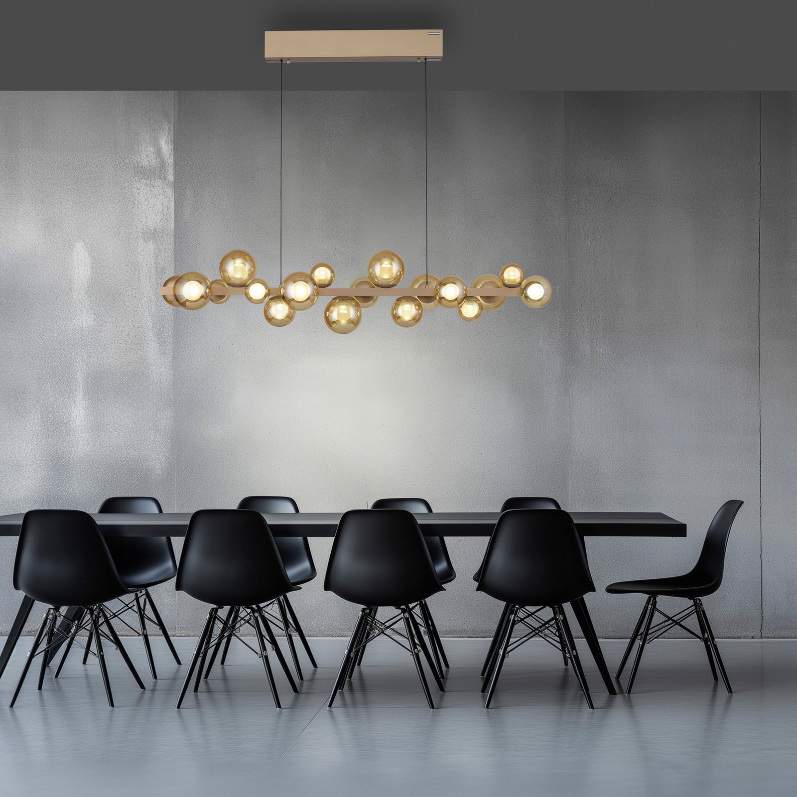 LED pendellampe PURE E-Popup 18-lys glass bronse detalj av glasslamper