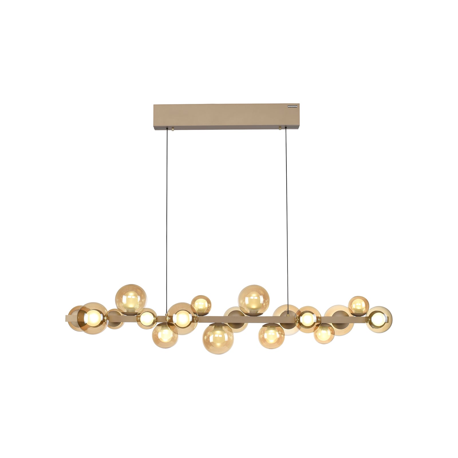 LED pendellampe PURE E-Popup 18-lys glass bronse nærbilde av fjernkontroll