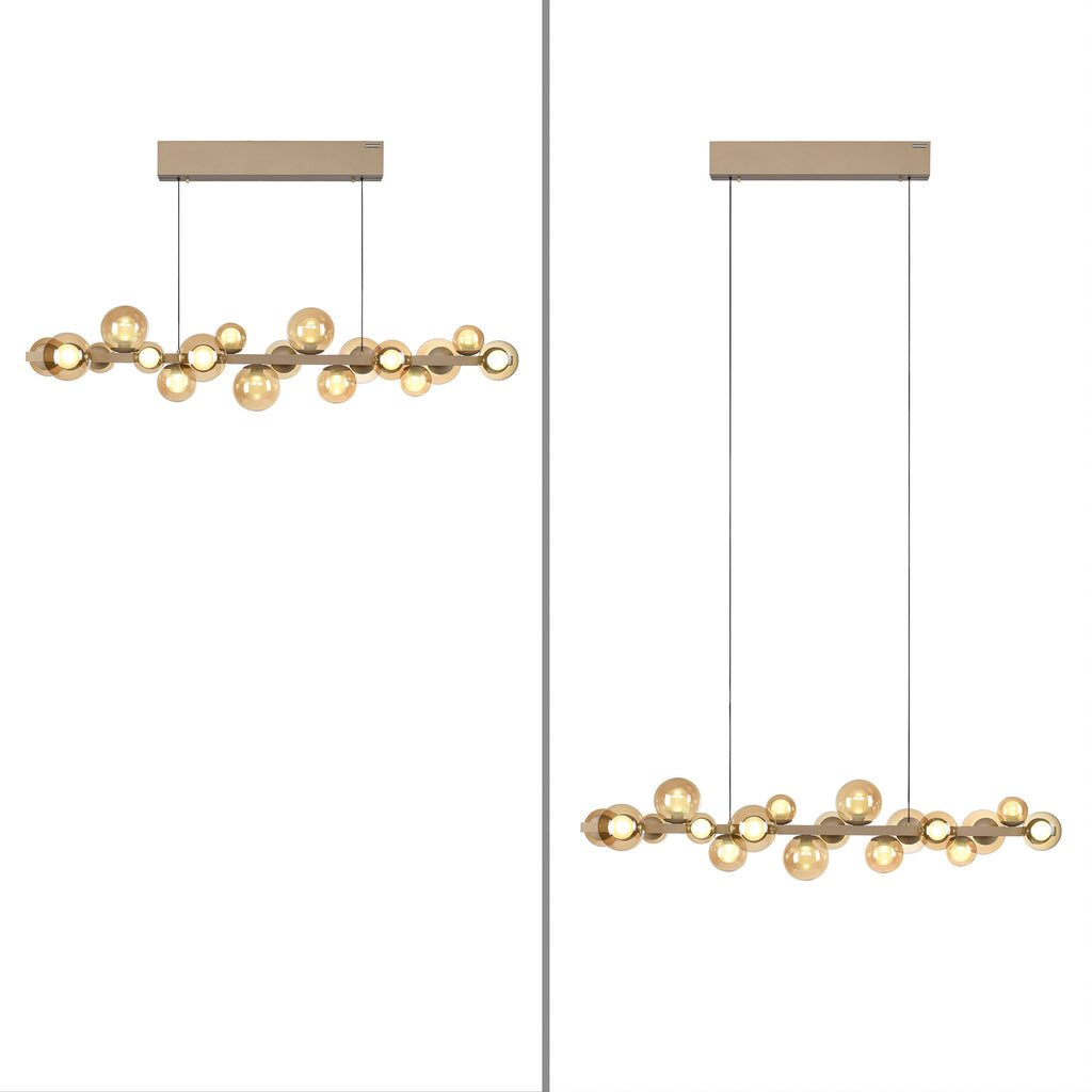 LED pendellampe PURE E-Popup 18-lys glass bronse fjernkontroll inkludert