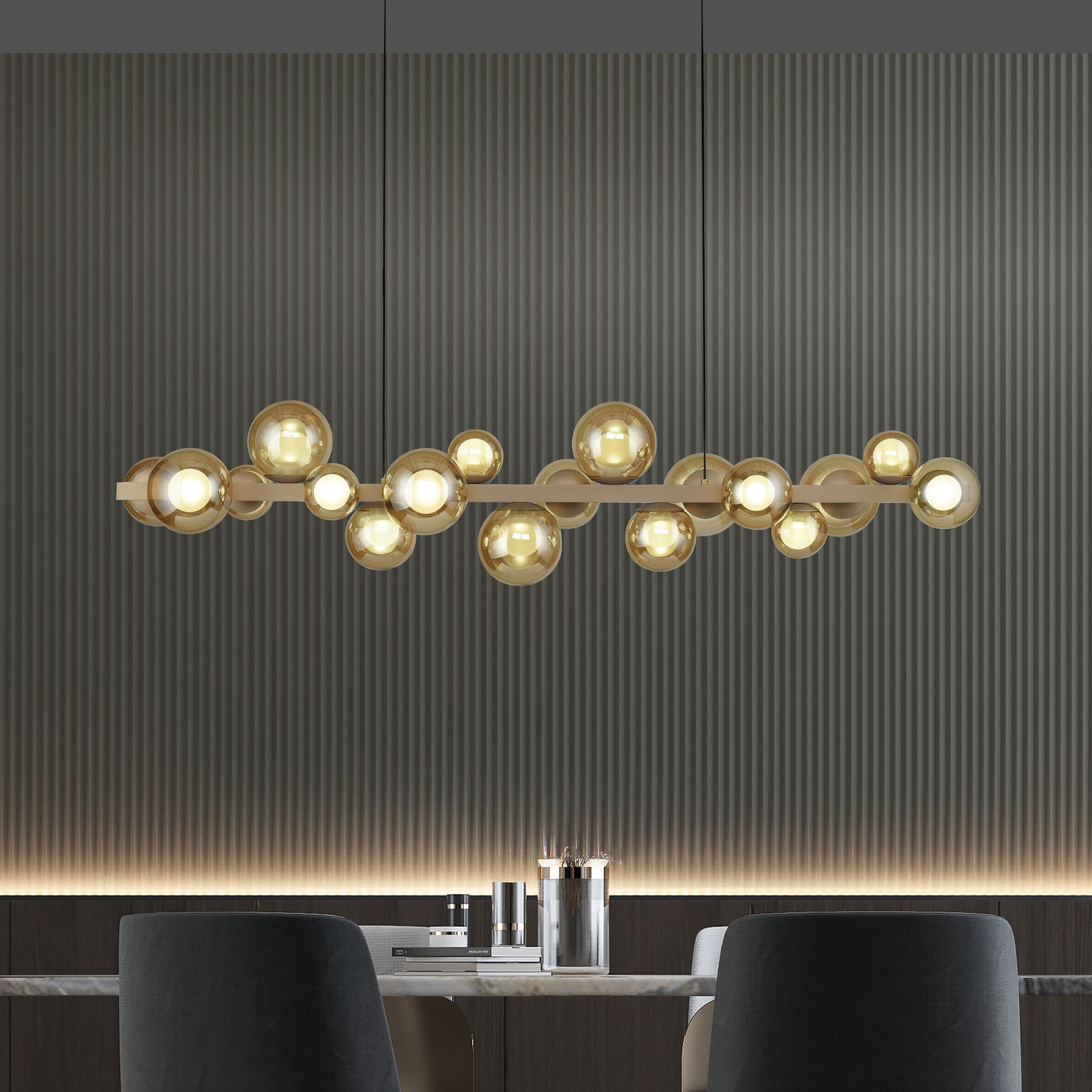 LED pendellampe PURE E-Popup 18-lys glass bronse lysfargejustering