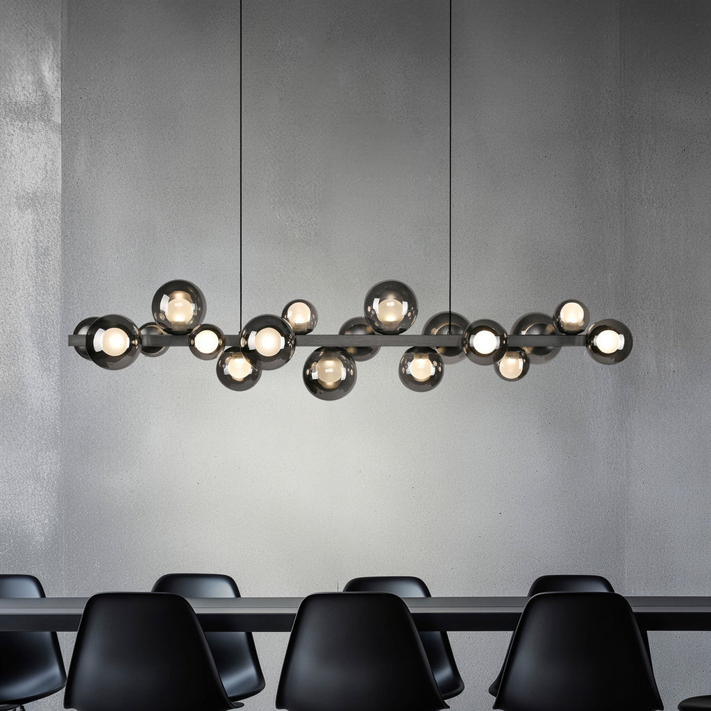LED pendellampe PURE E-Popup forfra med 18 glasslamper