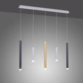 LED pendellampe Pure-Gemin 5-lys dimbar sølv/svart forfra