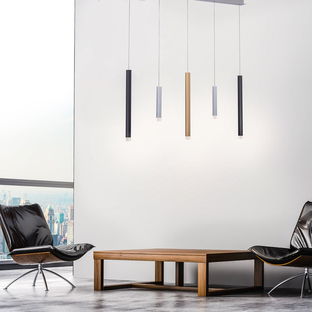 LED pendellampe Pure-Gemin 5-lys dimbar sølv/svart bakside