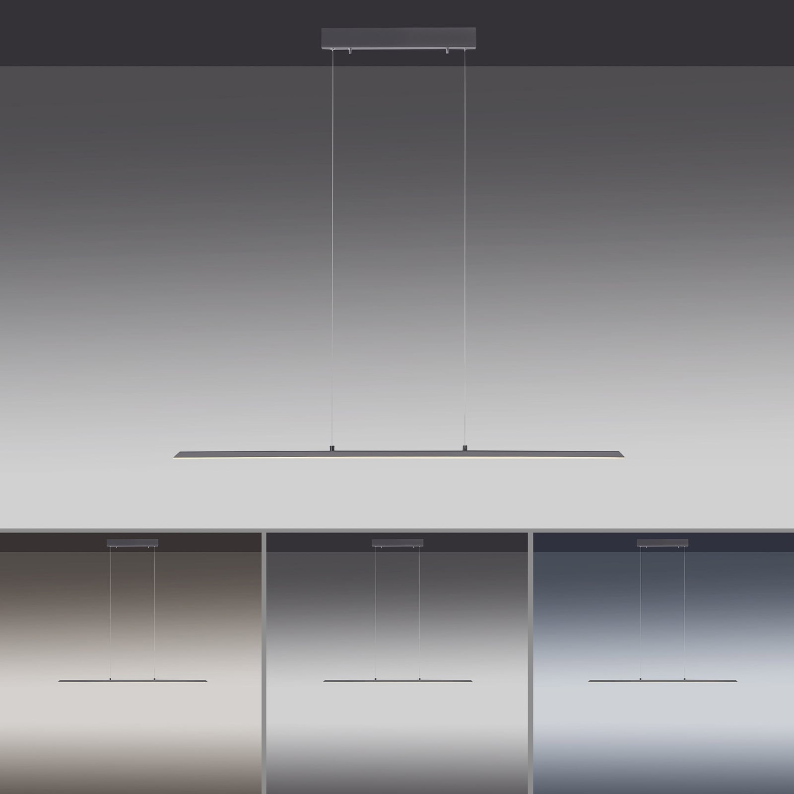 LED pendellampe PURE Lite antrasitt dimbar CCT 100 cm synsvinkel fra siden