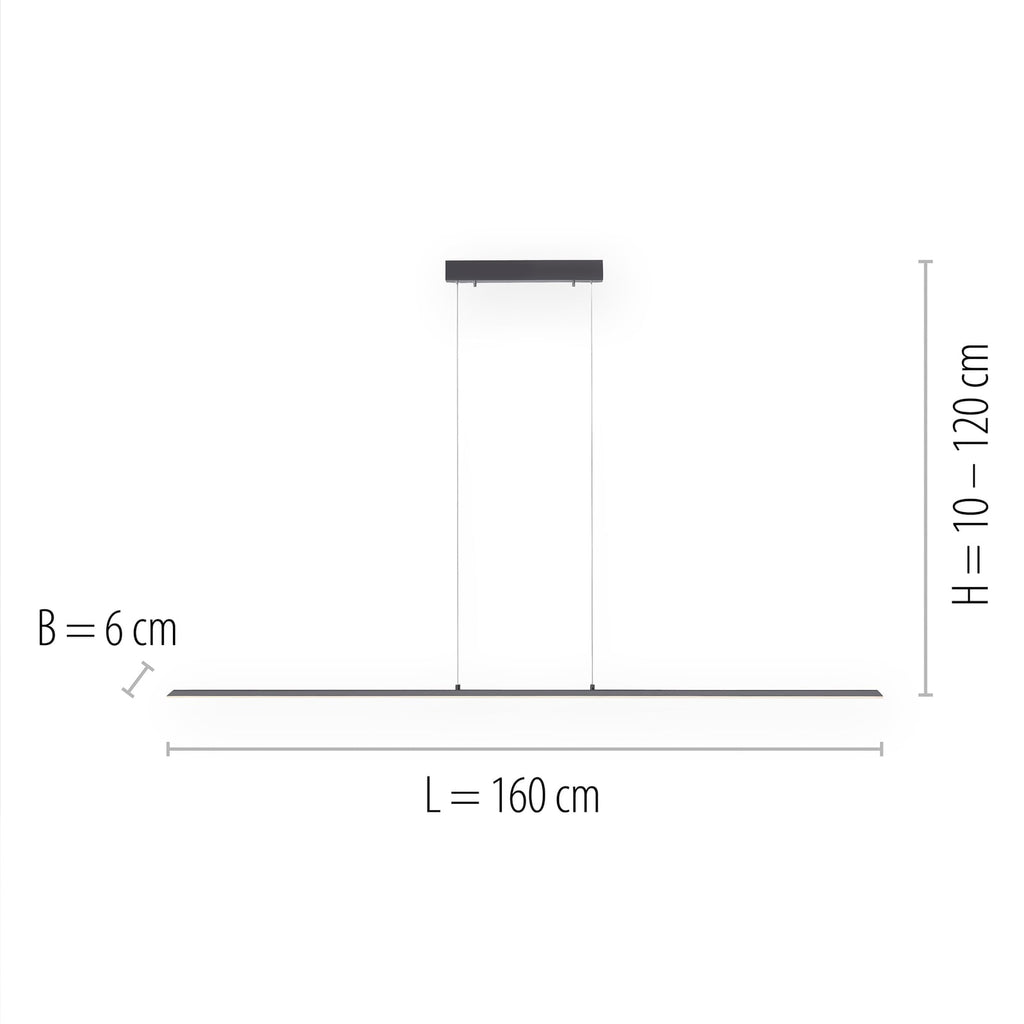 LED pendellampe PURE Lite antrasitt 160 cm geststyring detalj
