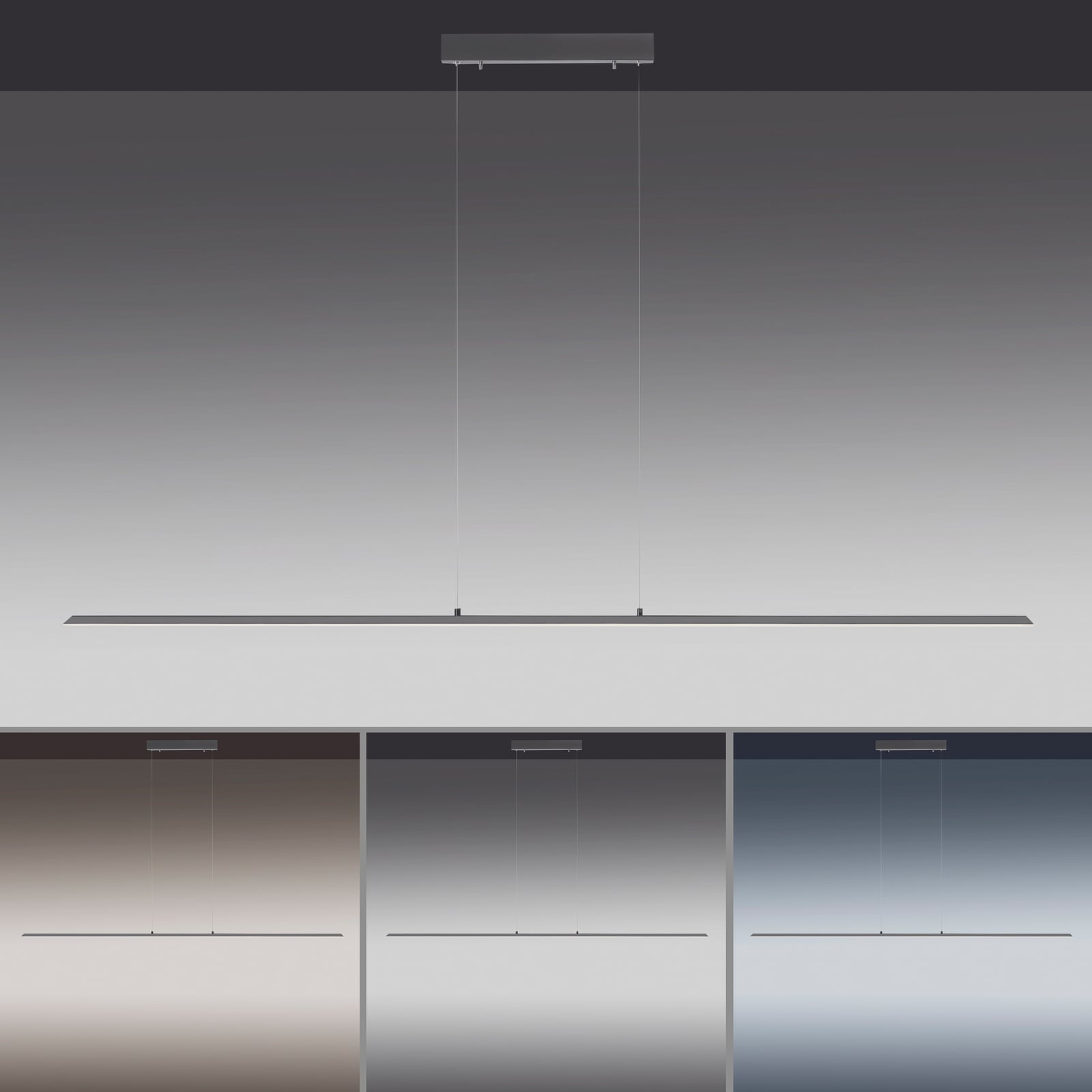 LED pendellampe PURE Lite antrasitt 160 cm opphengsdetaljer