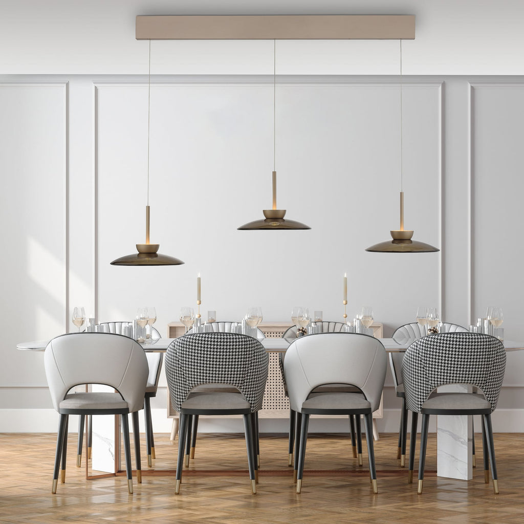 LED pendellampe PURE Moon 3-lys dimbar bronse amberglass bakside