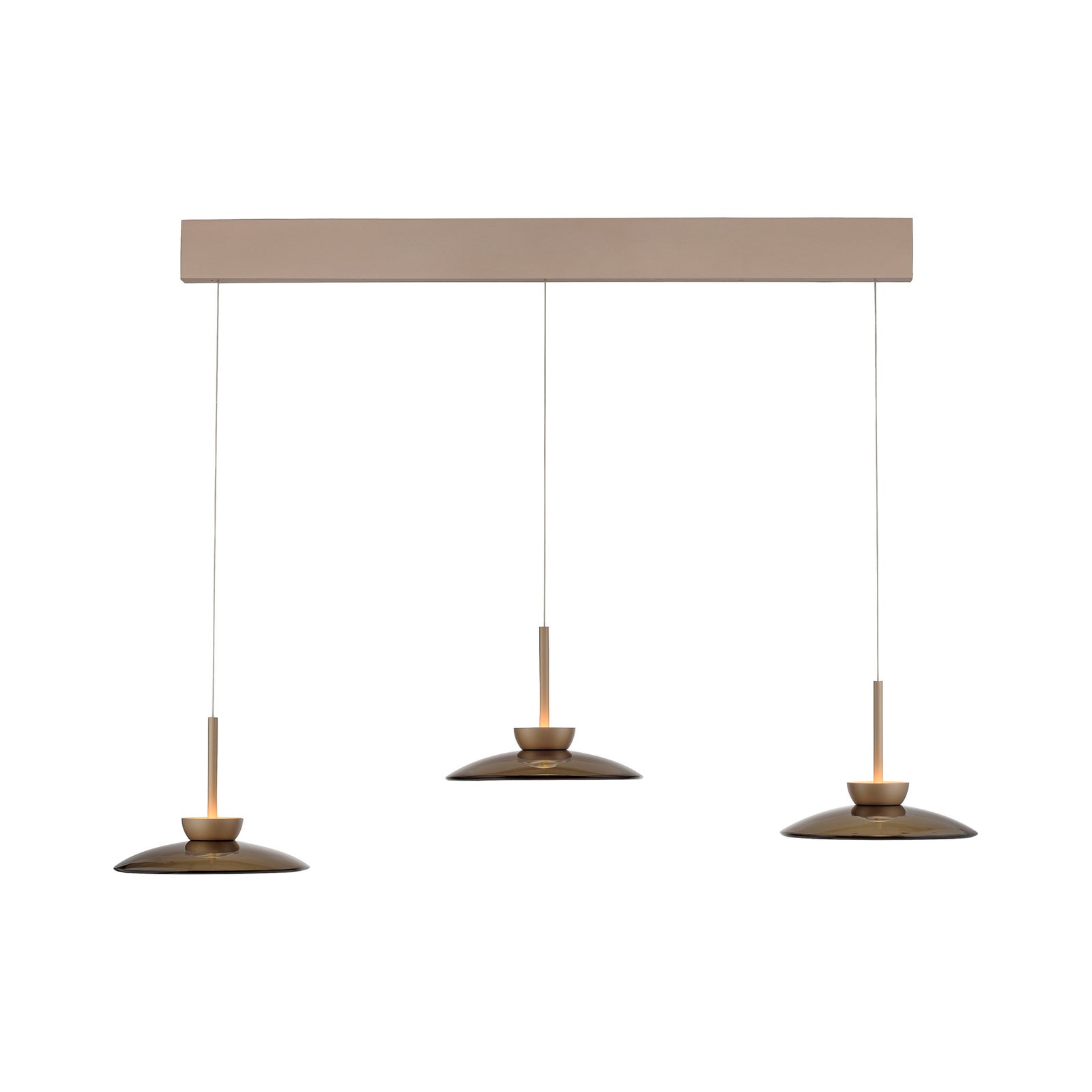 LED pendellampe PURE Moon 3-lys dimbar bronse amberglass montert i rom