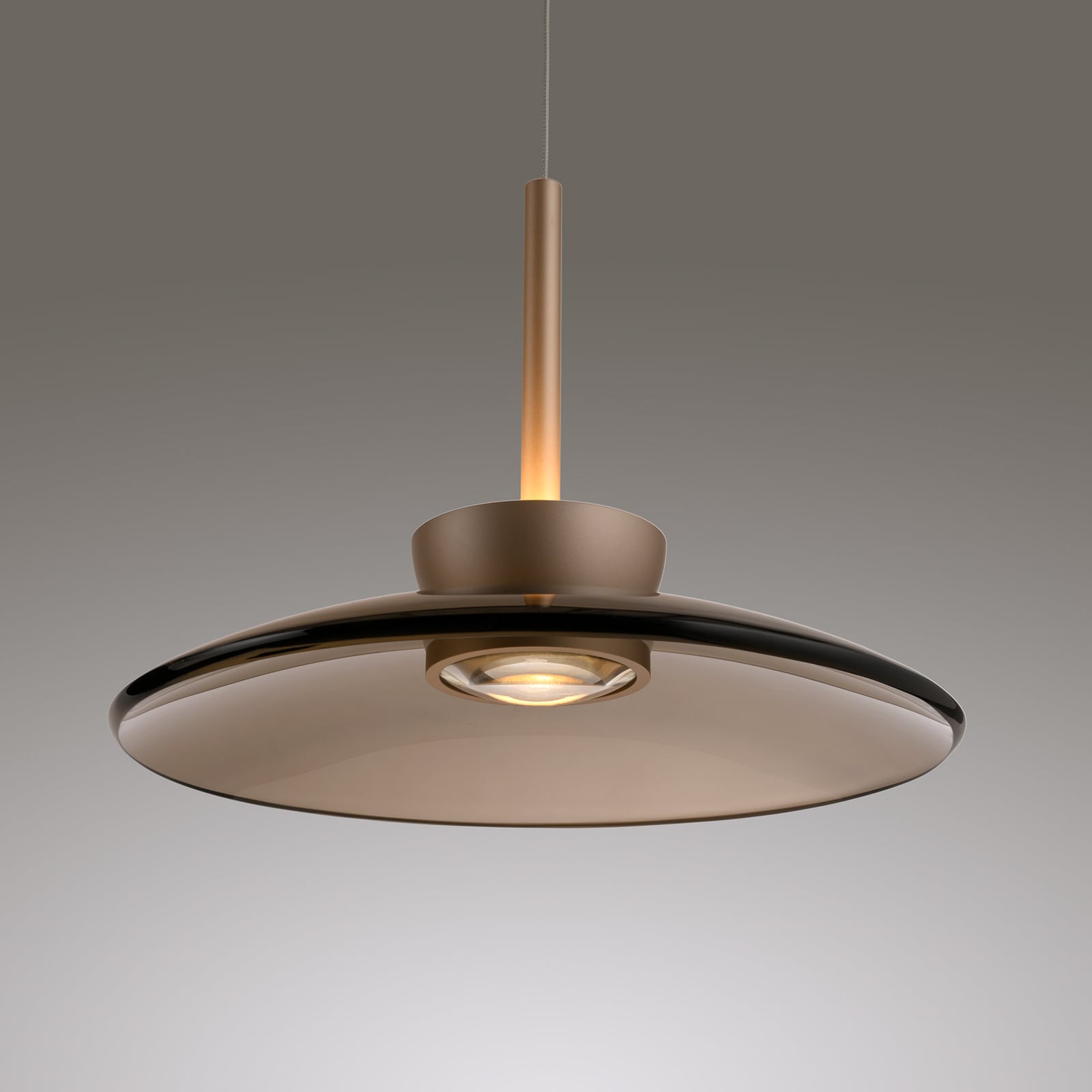 LED pendellampe PURE Moon 3-lys dimbar bronse amberglass syn fra siden