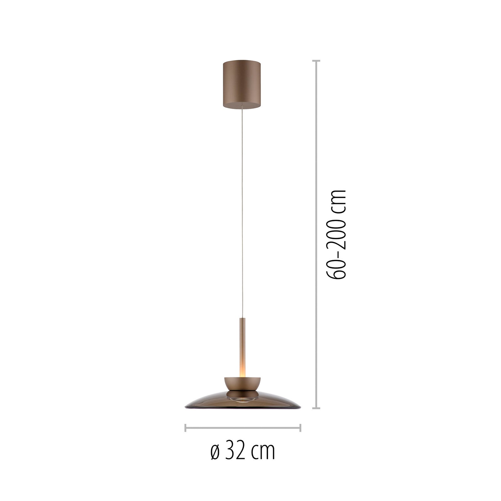 Detalj av LED pendellampe PURE Moon ravglass dimbar Ø32 cm