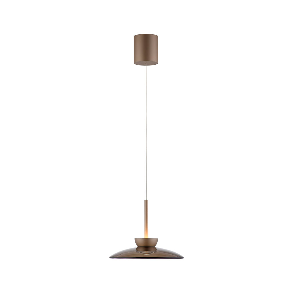 Nærbilde av LED pendellampe PURE Moon ravglass dimbar Ø32 cm