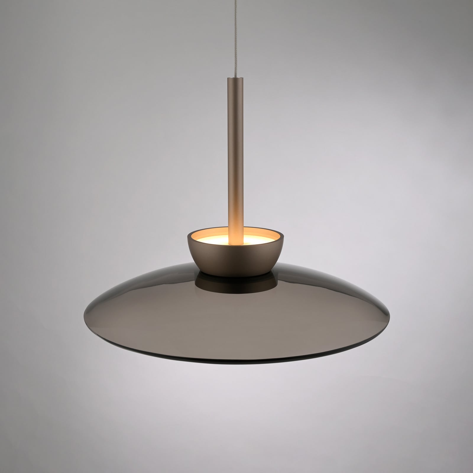 LED pendellampe PURE Moon ravglass dimbar Ø32 cm med varm glød