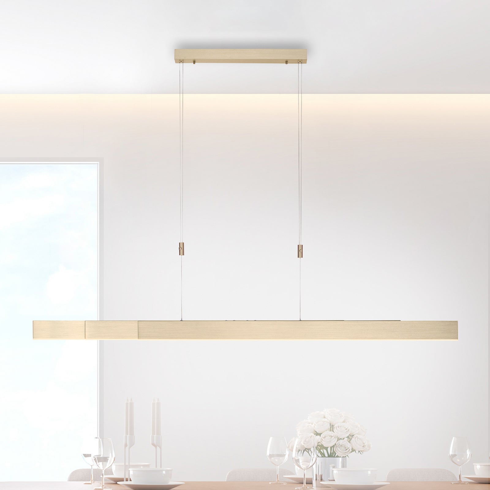 LED pendellampe Pure Moto dimbar CCT gull 200 cm forfra