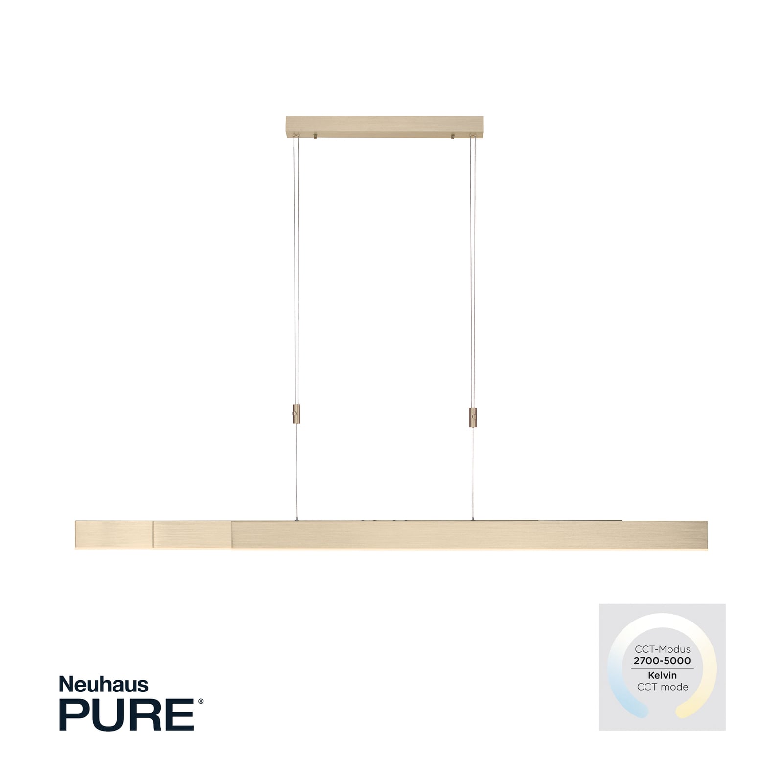LED pendellampe Pure Moto dimbar CCT gull 200 cm justerbar lengde