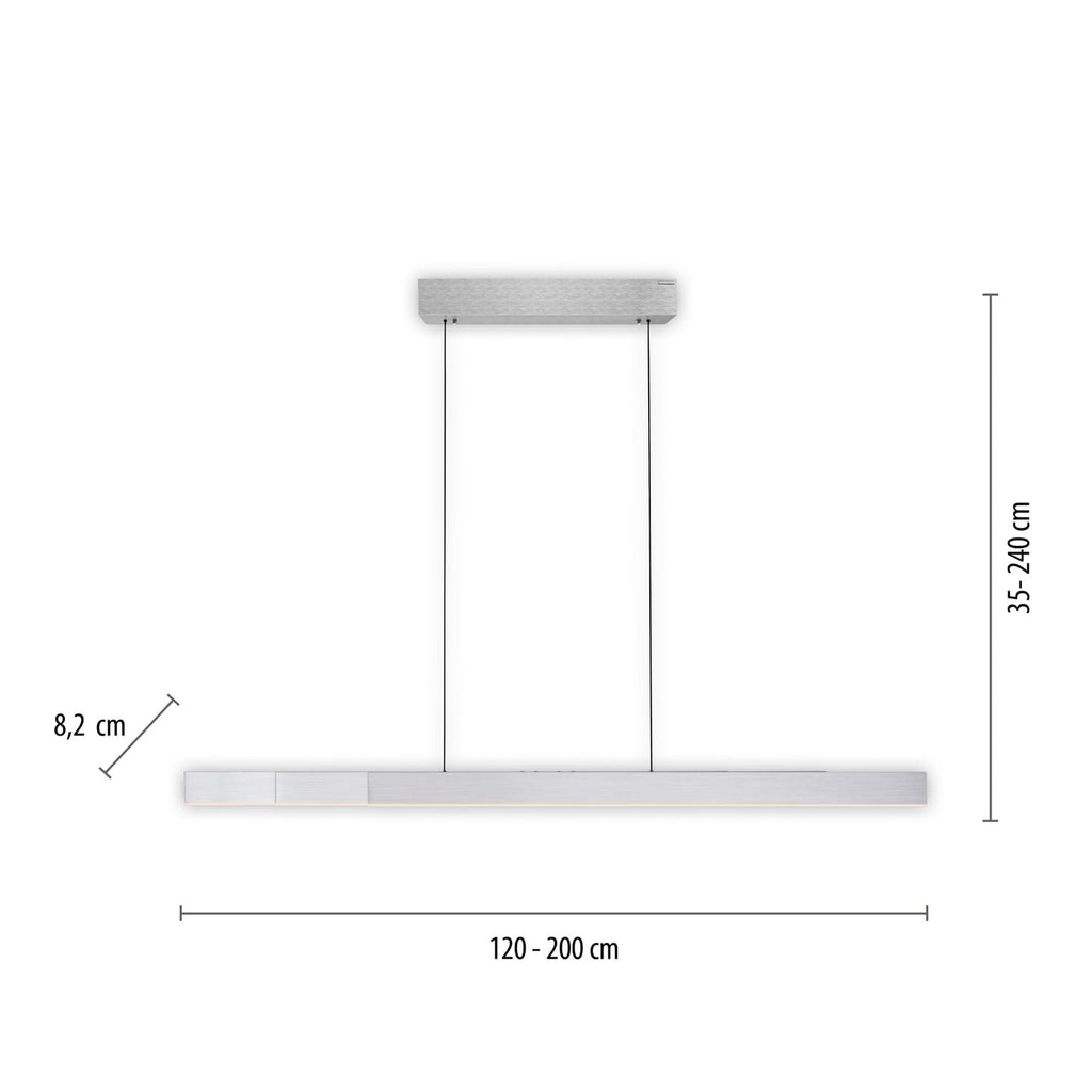 LED pendellampe PURE Moto-Rise aluminium 120 cm detalj av overflate