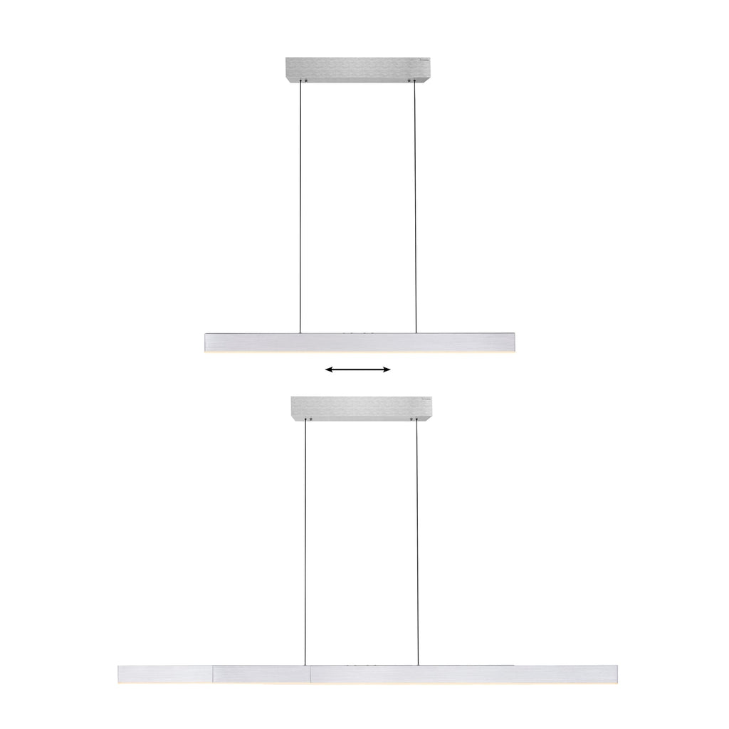 LED pendellampe PURE Moto-Rise aluminium 120 cm montert i rom