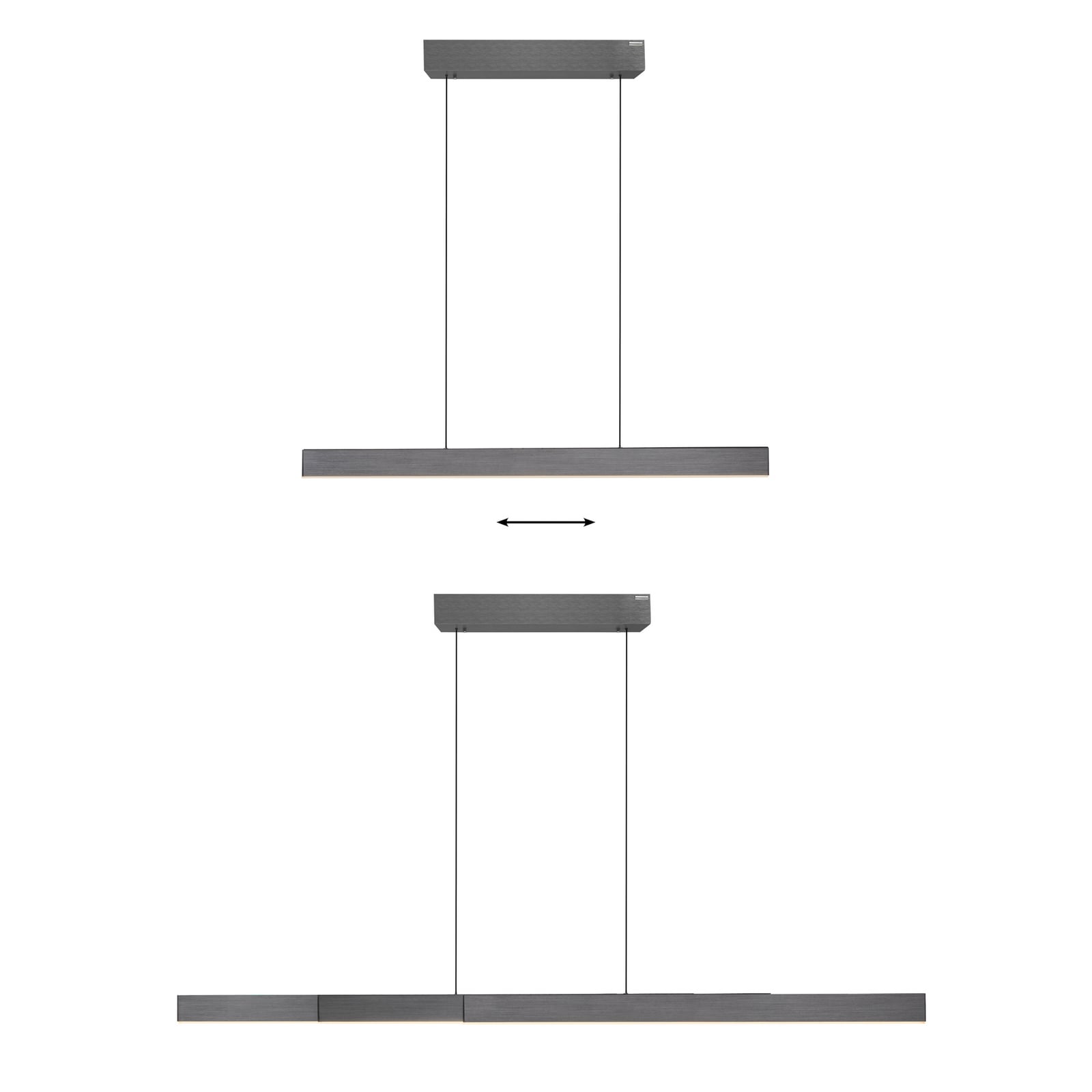 Montert LED pendellampe PURE Moto-Rise aluminium CCT 120 cm i rom
