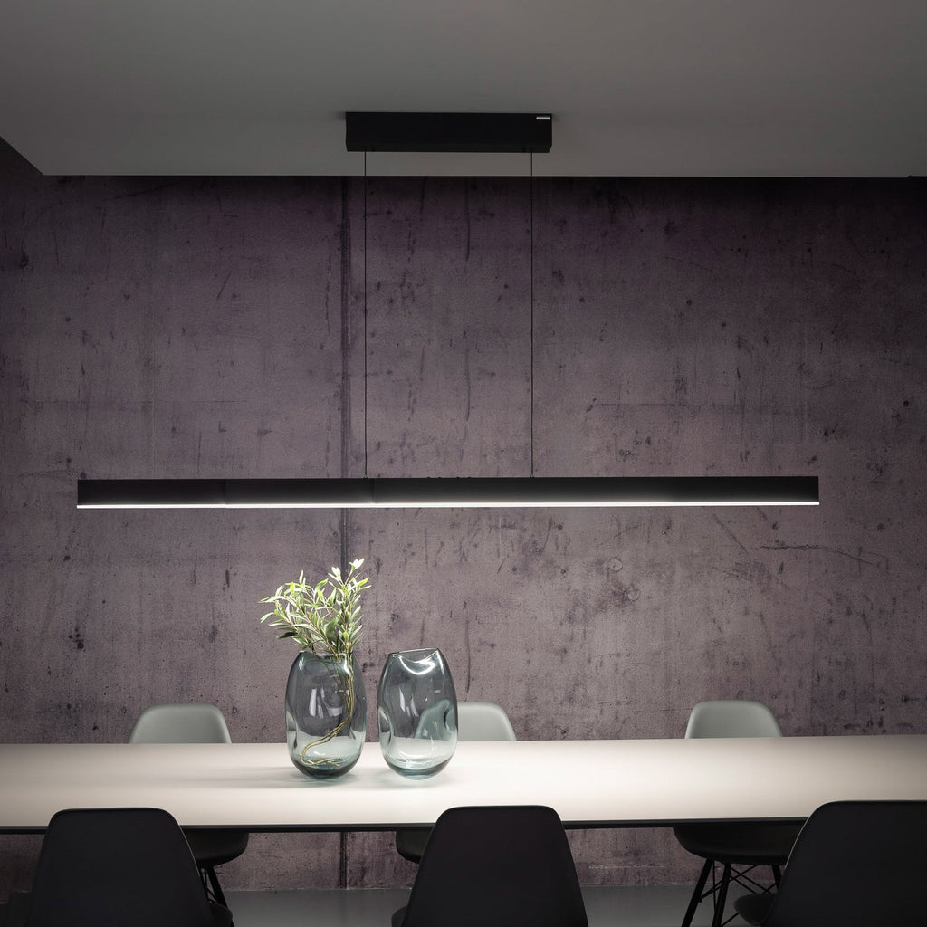 Nærbilde av berøringsflater på LED pendellampe PURE Moto-Rise aluminium CCT 120 cm