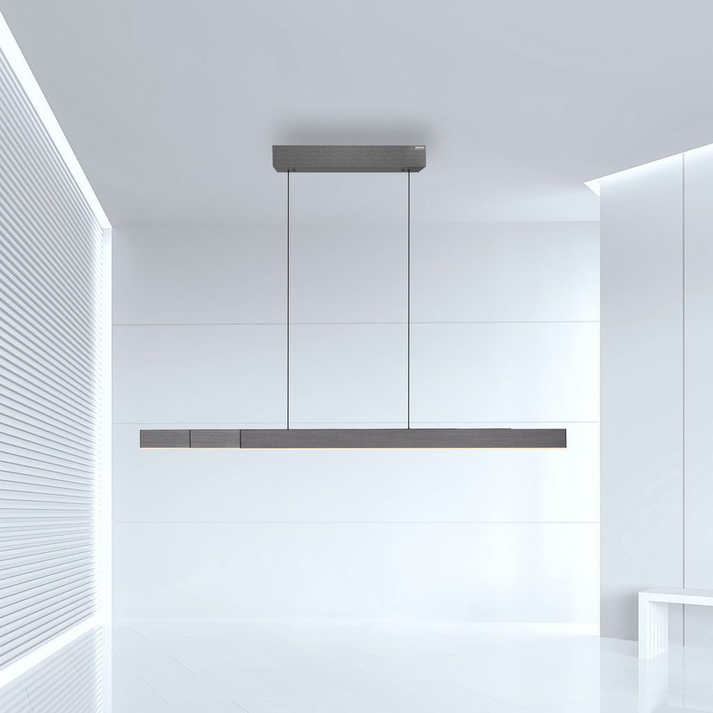 Sidevisning av LED pendellampe PURE Moto-Rise aluminium CCT 120 cm