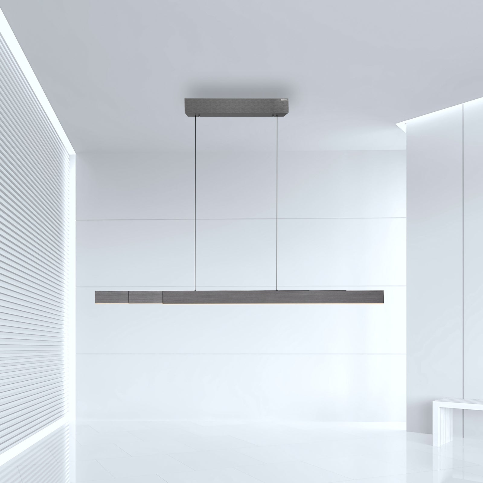 Sidevisning av LED pendellampe PURE Moto-Rise aluminium CCT 120 cm