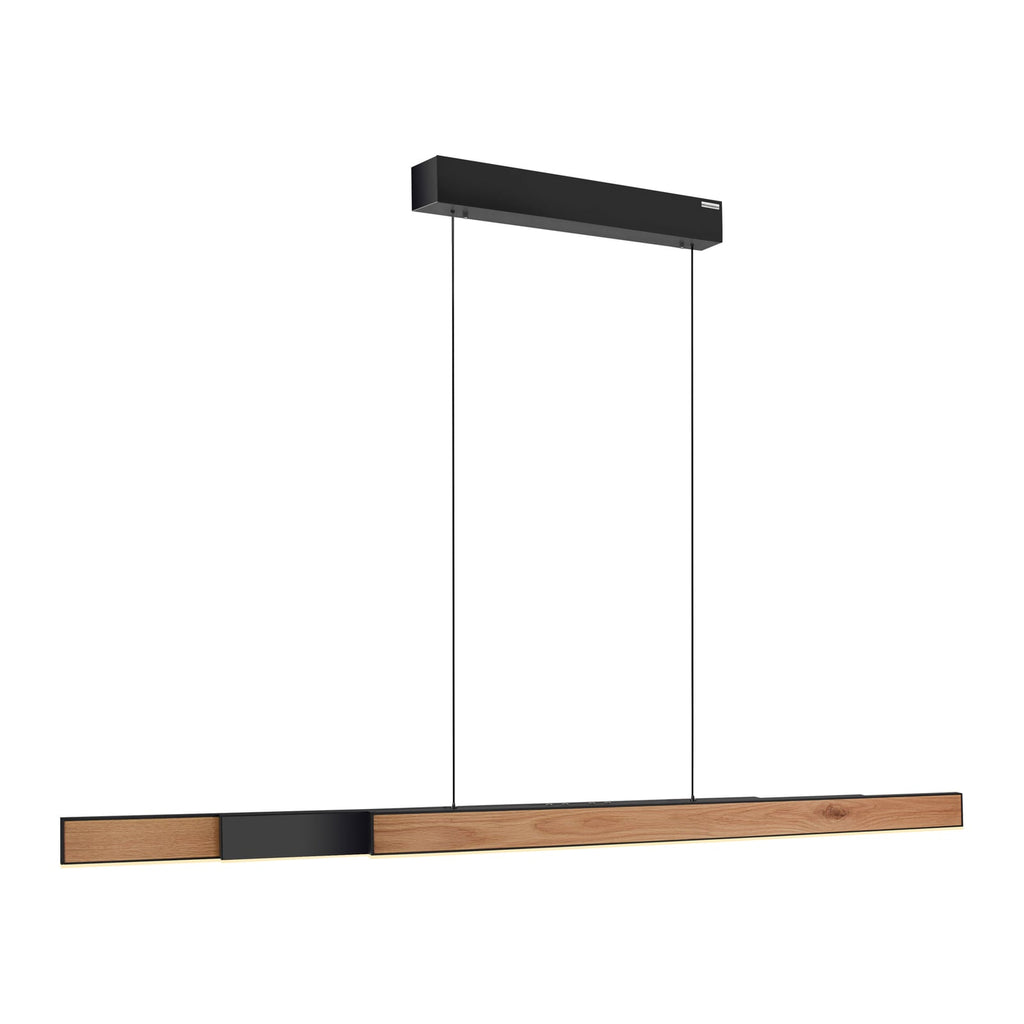 Montert LED pendellampe PURE Moto-Rise eik/svart CCT fjernkontroll i rom