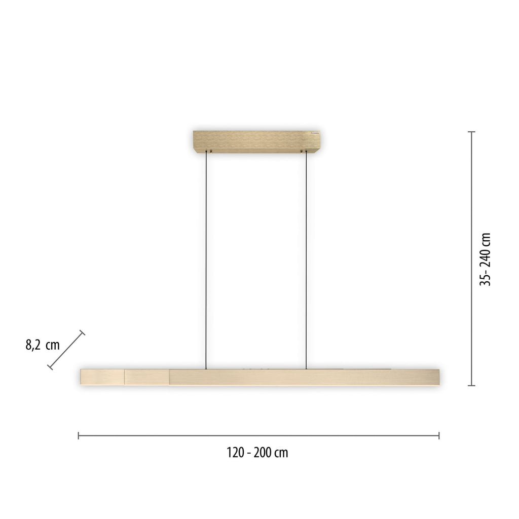Montert LED pendellampe PURE Moto-Rise gull CCT fjernkontroll i rom