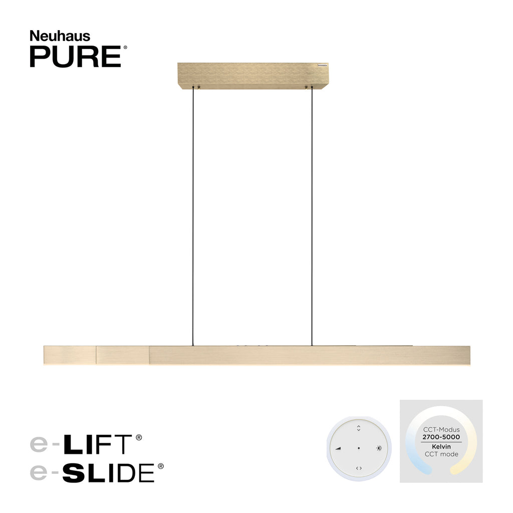 LED pendellampe PURE Moto-Rise gull CCT fjernkontroll touchpanel