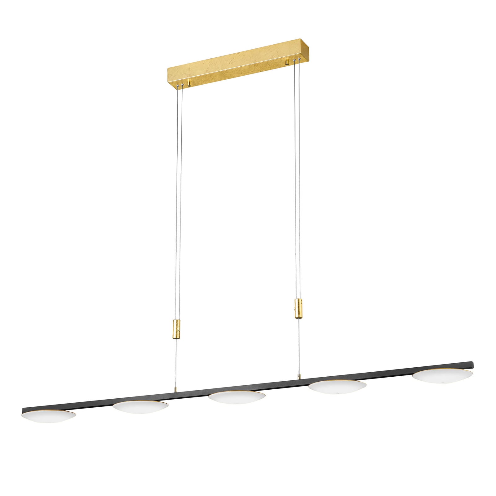LED pendellampe Pure Up 5-lys dimbar svart/gull 130 cm bakside