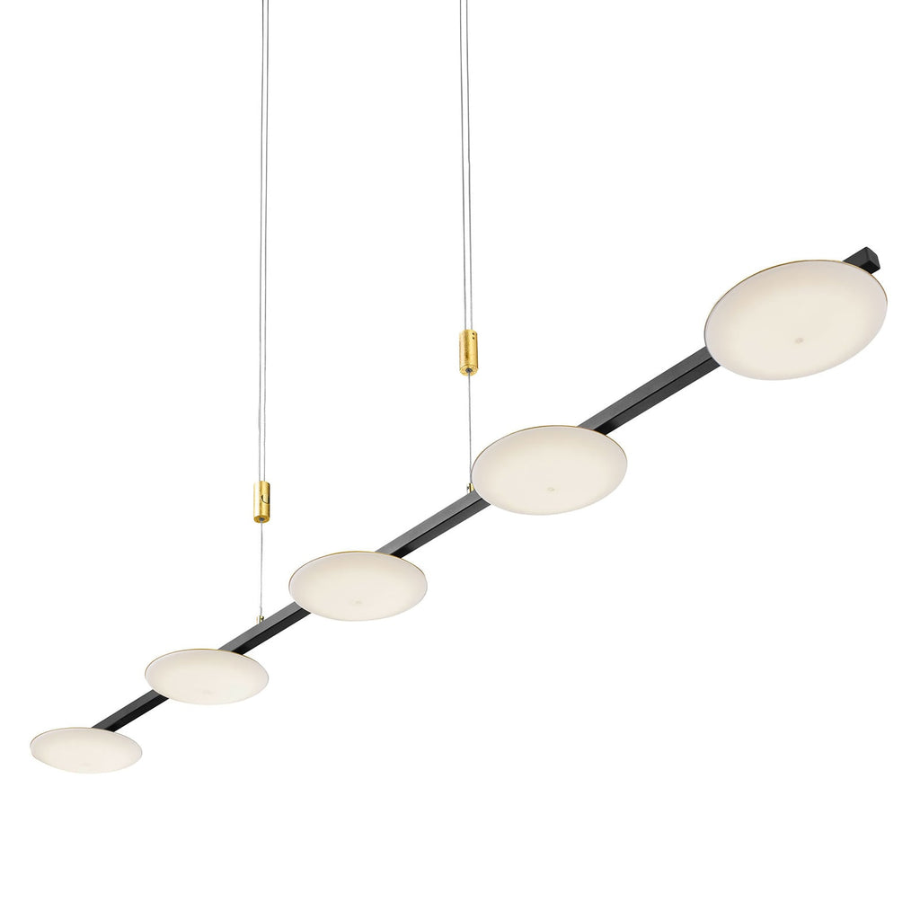 LED pendellampe Pure Up 5-lys dimbar svart/gull 130 cm detalj