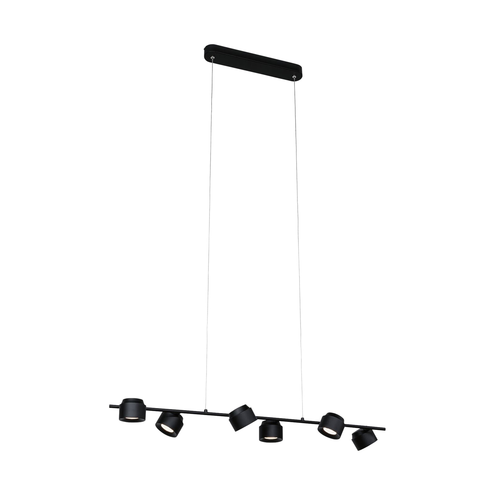 Detalj av LED pendellampe Puric Pane 6-lys svart 100 cm Zigbee spot