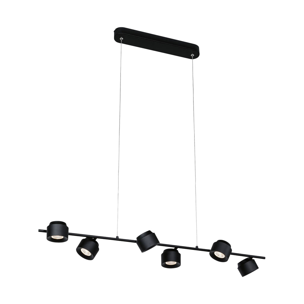 Nærbilde av LED pendellampe Puric Pane 6-lys svart 100 cm Zigbee lyskilde